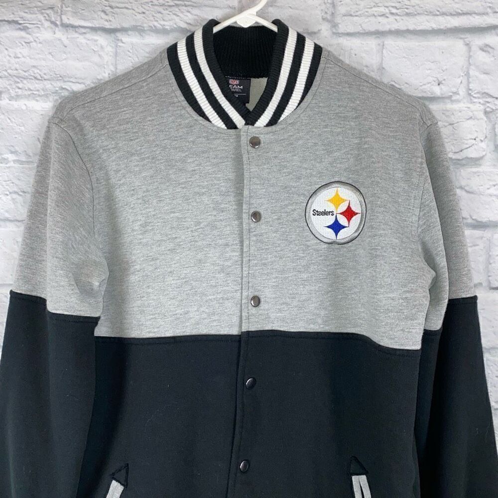 NFL Team Apparel Pittsburgh Steelers button up varsity jacket Paz youth 18 - Picture 3 of 5